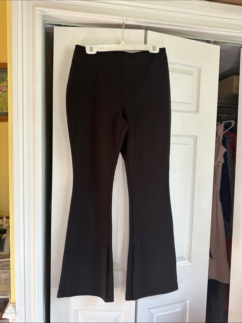 Calvin Klein Black Flare Leg Pants with Front Slits